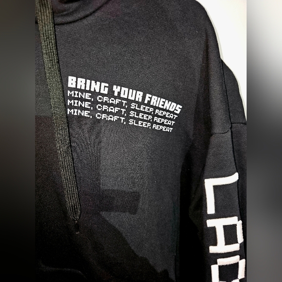 Lacoste LIVE x Minecraft Men's Black Graphic Print Loose Fit Hoodie - Size L - Picture 4 of 11